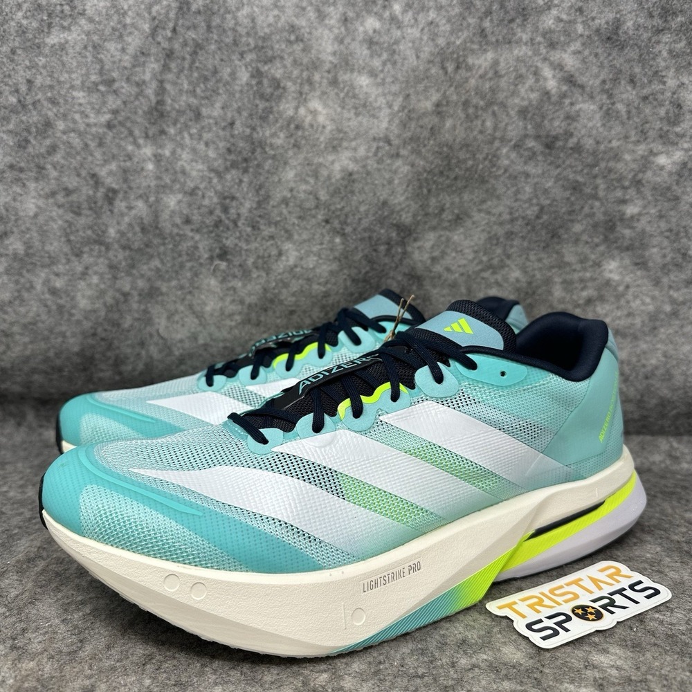 Adidas Adizero Boston 13 Running Shoes Mens Size 12 Flash Aqua White JS4945